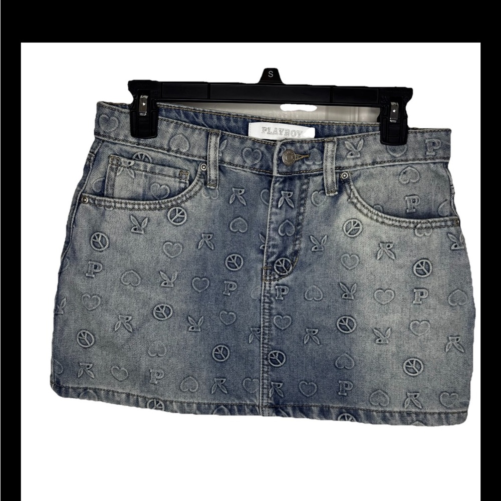 ‼️SALE PLAYBOY Bunny Embossed Denim Mini Skirt